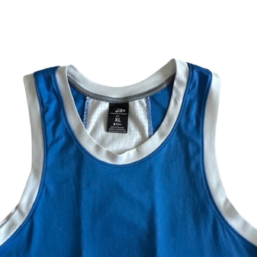 Pro Player Man's XL Blue and White Wicking Pullover Athletic Sporty Tank Top - Picture 2 of 13